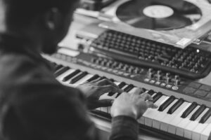 Person playing piano.